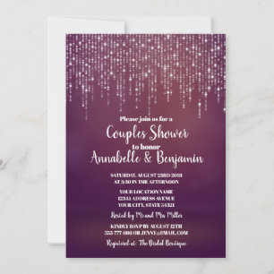 Invitation Glam White Fairy Lights ROSE BOKEH Couples Douche