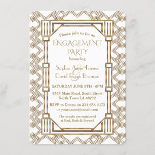 Invitation Glam White Gold Great Gatsby