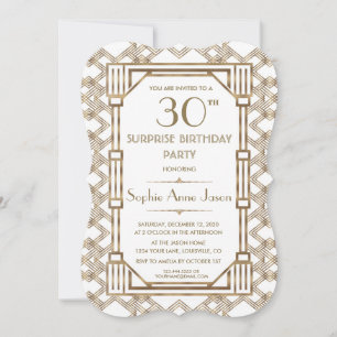 Invitation Glam White Gold Great Gatsby fête d'anniversaire