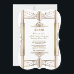 Invitation Glam White Réception des années 1920 Great Gatsby<br><div class="desc">Glamour, romantique et élégant Charm Roaring 20's Great Gatsby conception carte, inspirée par le glamour des années 1920, glitz, vieux Hollywood et The Great Gatsby. Il est également disponible en blanc. Utilisez l'outil Personnaliser pour ajouter vos informations. Pour plus d'informations, visitez s'il vous plaît, mon Charm Roaring 20's Great Gatsby...</div>