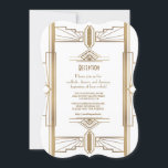Invitation Glam WhiteAnnées 20 Great Gatsby Réception des ann<br><div class="desc">Charmant design de carte Great Gatsby des années 20, glamour, romantique et élégant, inspiré par le glamour des années 1920, le faste, le vieil Hollywood et Gatsby le Magnifique. Il est également disponible en blanc. Utilisez l'outil de personnalisation pour ajouter vos informations. Pour plus, veuillez visiter ma collection Charm Roaring...</div>