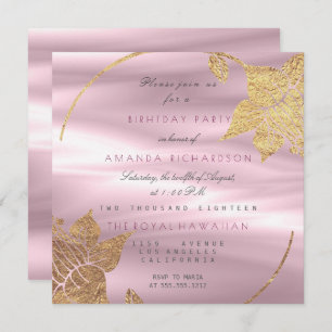 Invitation Glamme floral soie Lily or violet fête d'anniversa