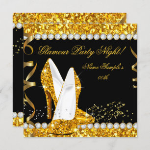 Invitation Glamor Glam Glitz Soirée Gold High Heures