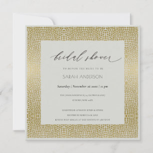 INVITATION GLAMOROUS GREY GOLD DOTS MOSAIC BRIDAL SHOWER