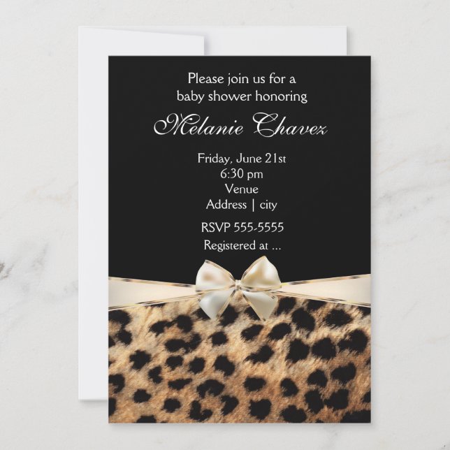 Invitation glamour avec imprimé léopard guépard et (Devant)
