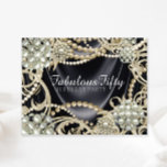 Invitation Glamour Black Ivory Pearl fête d'anniversaire<br><div class="desc">Invitation à la fête d'anniversaire de perle de femme avec d'élégants torons de perles et tourbillons de perles sur un arrière - plan satiné noir. Vous pouvez ajouter vos détails dans le style de police et le libellé de votre choix.</div>