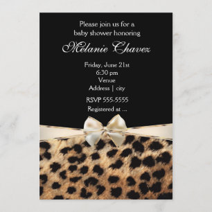 Invitation Glamour Bow doré Impression Léopard Gué