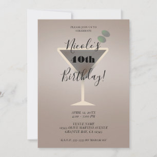 Invitation Glamour Cocktail Anniversaire Martini Olive Élégan