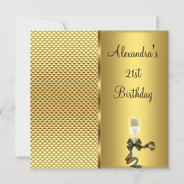 Invitation Glamour de Champagne pour 21e Anniversaire Paillet (Devant)
