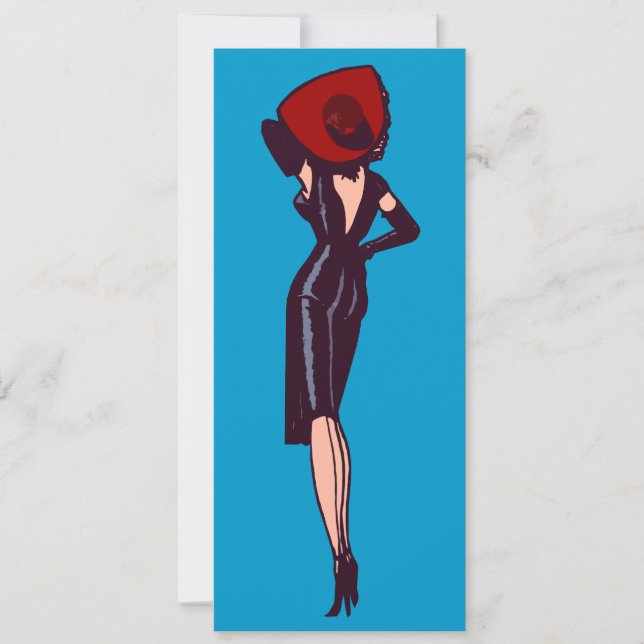 Invitation Glamour Fille Retro Pinup Magnifique Vintage (Devant)