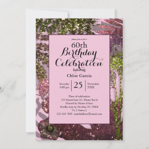 Invitation Glamour Glitter Florales Indiennes    Étincelle Ro