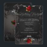 Invitation Glamour gothique Rose rouge fête d'anniversaire<br><div class="desc">Customisez l'avant/l'arrière pour tout événement.</div>
