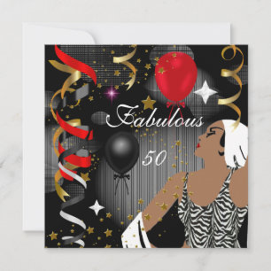 Invitation Glamour Lady Fabuleux 50 Cinquante Anniversaire Fê