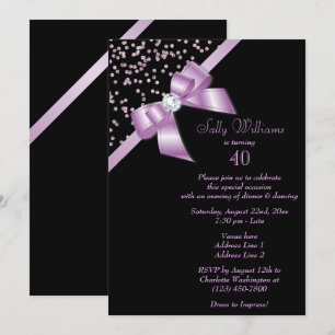 Invitation Glamour Lilac Confetti & Jewel Bow 40e anniversair