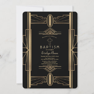 Invitation Glamour Roaring 20's Great Gatsby Baptism Invitati