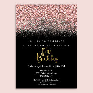 Invitation Glamour Rose Bijou Pailleté 100e Anniversaire