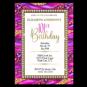 Invitation Glamour Rose Gold Bijou Strata 101e Anniversaire