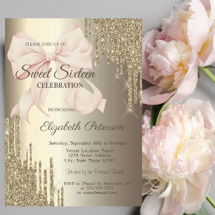 Invitation Glamour Rose Paillettes Champagne Sweet 16