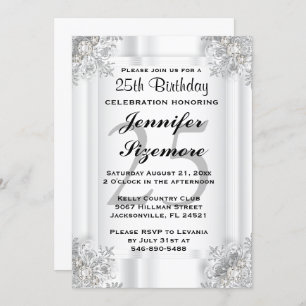 Invitation Glamourous 00e anniversaire design en blanc