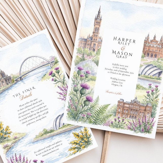 Invitation Glasgow Ecosse Chardon Kelvingrove Mariage (Créateur téléchargé)