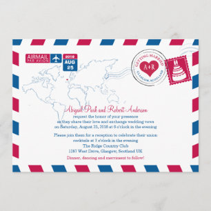Invitation Glasgow, Scotland Airmail  Mariage