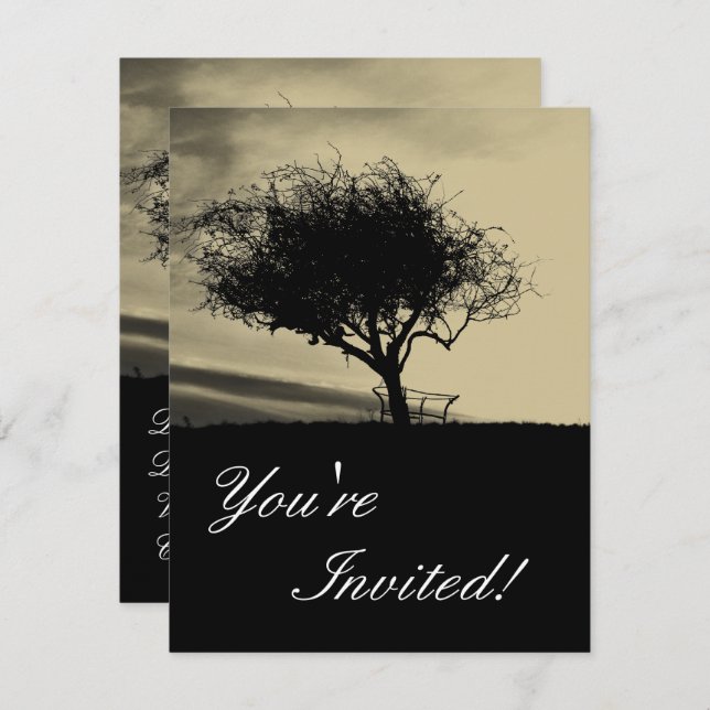 Invitation Glastonbury Hawthorn. Arbre sur Hill. Couleur Sepi (Devant / Derrière)