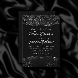 Invitation Glimmery Onyx Grunge   Tambour noir argenté