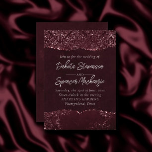 Invitation Glimmery Wine Grunge   Sangria Bordeaux Damask