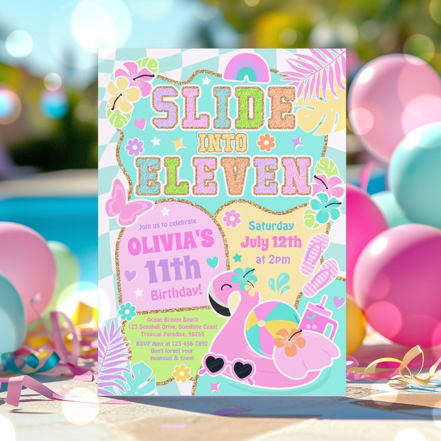 Invitation Glisser dans onze fille prépa Fête d'anniversaire  (Créateur téléchargé)