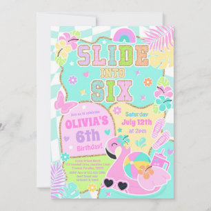 Invitation Glisser dans six fête d'anniversaire de fille bran