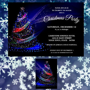 Invitation Gliterie Arbre de Noël Marine Starry Fête de Noël
