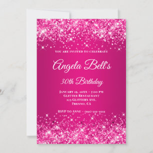 Invitation Gliterie rose chaud Framboise Ombre photo
