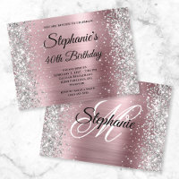 Glitter Argent Anniversaire 40 Ans Rose Clair Mono