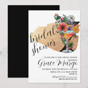 Invitation Glitter Cocktail Botanique Noir Mariage  