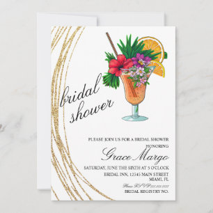 Invitation Glitter Cocktail Mariage sous forme d'aquarelle 