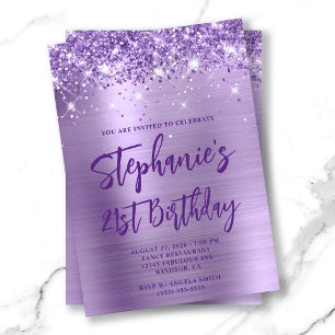 Invitation Glitter de feuille de pourpre royale Gras 50e anni