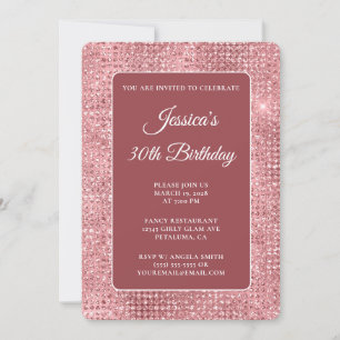 Invitation Glitter Disco Rose 30e Anniversaire