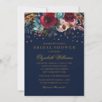 Glitter Floral Bordeaux Mariage Naval Fête de Mari