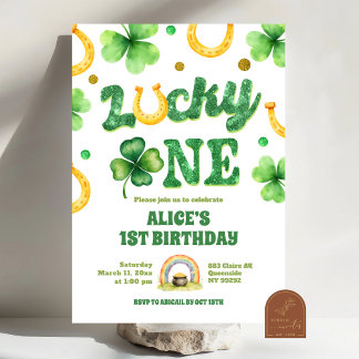 Invitation Glitter Lucky One St Patrick First Birthday