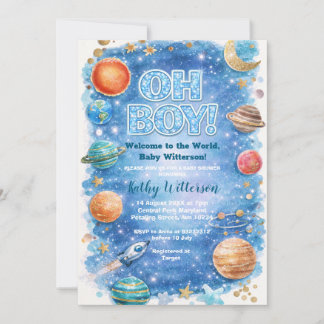 Invitation Glitter Moon Stars Galaxy Baby Shower