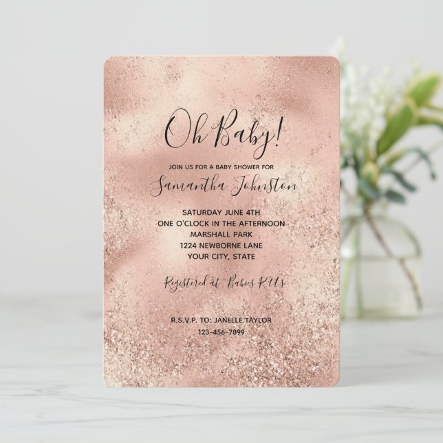 Invitation Glitter Peach Rose (Debout devant)