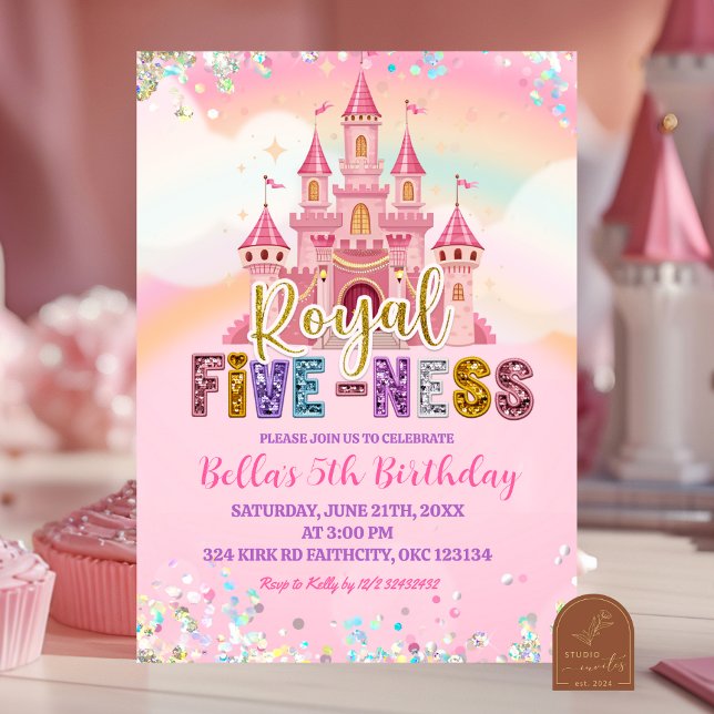 Invitation Glitter Sequin Royal cinquième anniversaire (Créateur téléchargé)