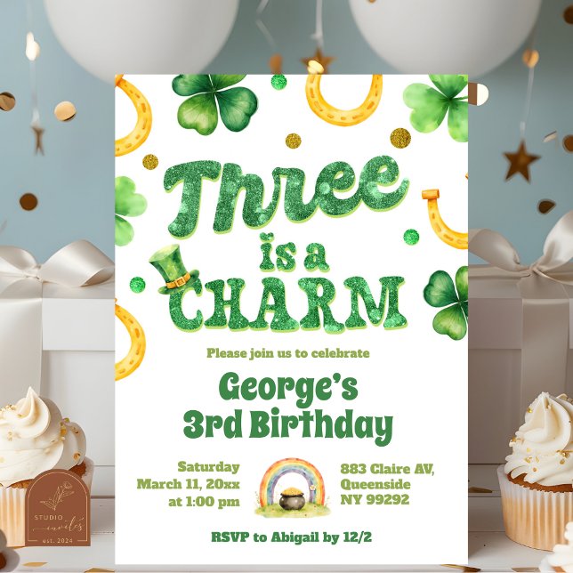 Invitation Glitter St Patrick 3e Anniversaire (Créateur téléchargé)