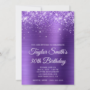 Invitation Glitterie Améthyste Purple 30e anniversaire
