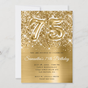 Invitation Glitterie brillante or 75e anniversaire