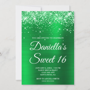 Invitation Glitterie brillante vert brillant Foil doux 16