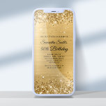 Invitation Glitterie broyée Gold Foil 50e anniversaire<br><div class="desc">Une invitation glamour à 50ème anniversaire pour elle pour l'impression ou le téléchargement numérique. Faux parties scintillant dorée brillante avec éclat contre une image de représentation graphique en feuille de métal brossé. Customisez la calligraphie et les styles de police nécessaires pour créer votre propre invitation pour sa glamour fête jalon....</div>