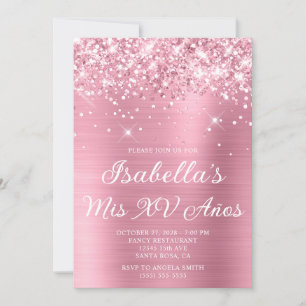 Invitation Glitterie Classic Pink Foil Mis XV Años Photo