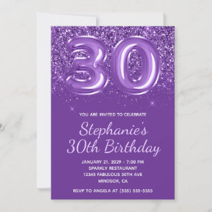 Invitation Glitterie étincelante Royal Purple Numéro 30 Anniv