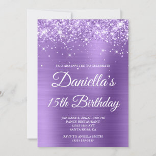 Invitation Glitterie légère Purple Foil 15e anniversaire